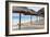 Palapas Lined up on the Beach, Cancun, Mexico-George Oze-Framed Photographic Print