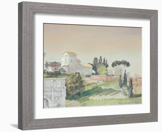 Palatine Hill from the Colosseum, 1927 (W/C on Paper)-Arthur Bowen Davies-Framed Giclee Print