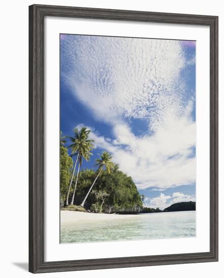 Palau, Honeymoon Island, Rock Islands, View of Beach with Palm Trees-Stuart Westmorland-Framed Photographic Print