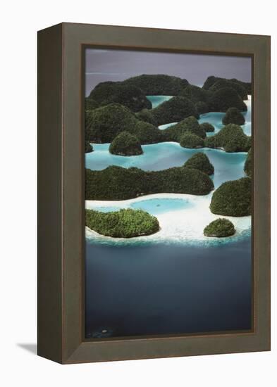 Palau, Micronesia, Ariel View of Rock Islands-Stuart Westmorland-Framed Premier Image Canvas