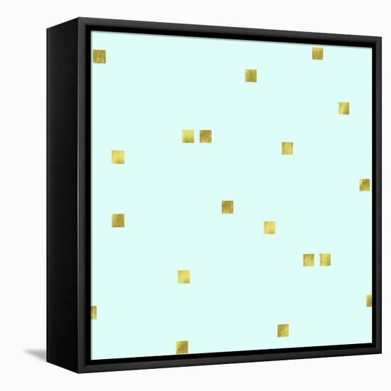 Pale Aqua Golden Squares Confetti-Tina Lavoie-Framed Premier Image Canvas