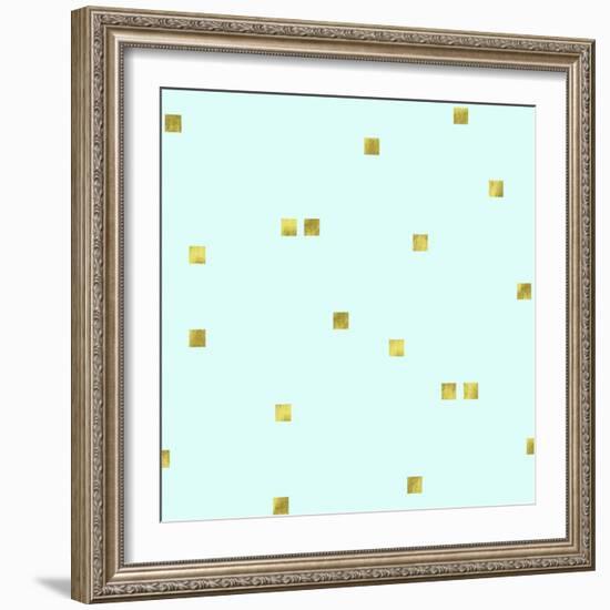 Pale Aqua Golden Squares Confetti-Tina Lavoie-Framed Giclee Print