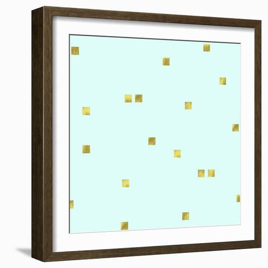 Pale Aqua Golden Squares Confetti-Tina Lavoie-Framed Giclee Print