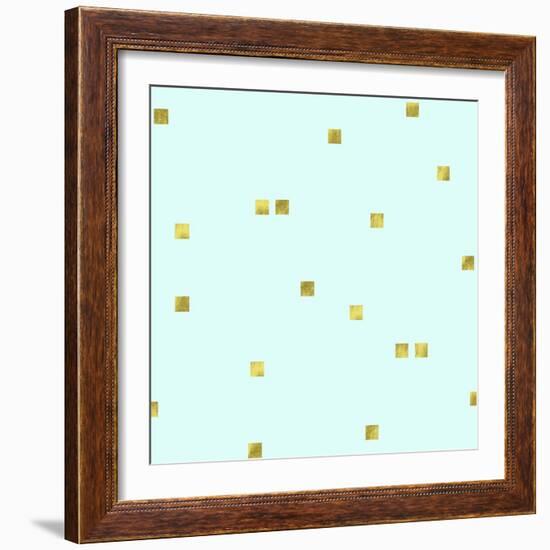 Pale Aqua Golden Squares Confetti-Tina Lavoie-Framed Giclee Print