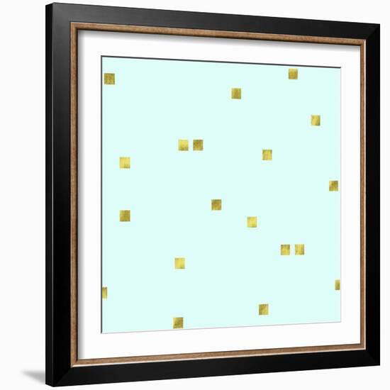 Pale Aqua Golden Squares Confetti-Tina Lavoie-Framed Giclee Print