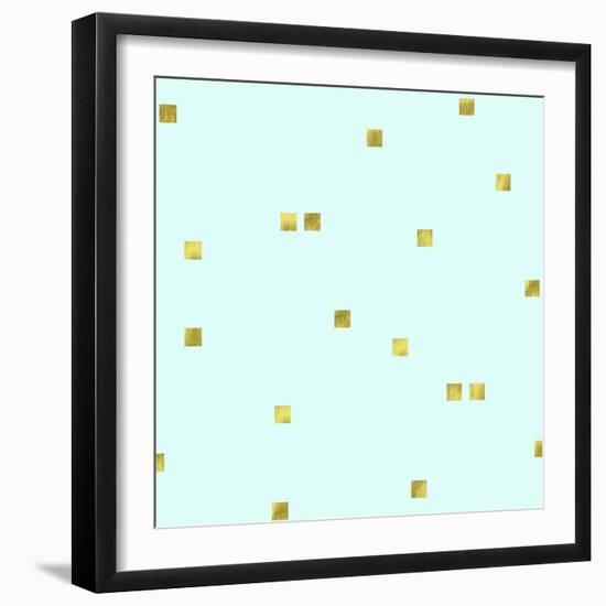 Pale Aqua Golden Squares Confetti-Tina Lavoie-Framed Giclee Print