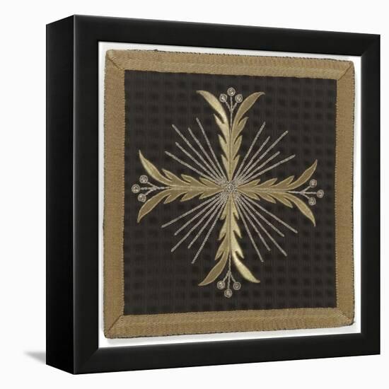 Pale Black Velvet Embroidered with Gold and Silver-null-Framed Premier Image Canvas