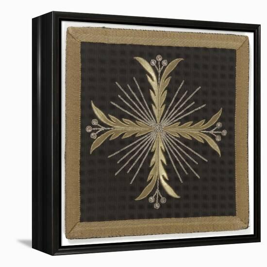 Pale Black Velvet Embroidered with Gold and Silver-null-Framed Premier Image Canvas