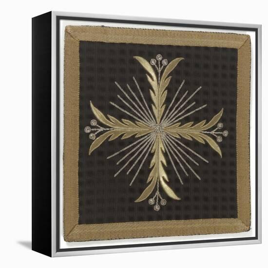 Pale Black Velvet Embroidered with Gold and Silver-null-Framed Premier Image Canvas