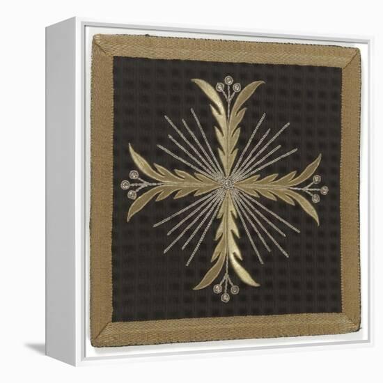 Pale Black Velvet Embroidered with Gold and Silver-null-Framed Premier Image Canvas