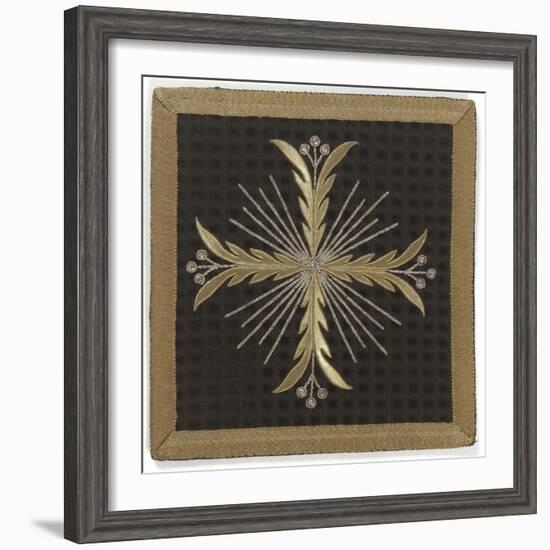 Pale Black Velvet Embroidered with Gold and Silver-null-Framed Giclee Print