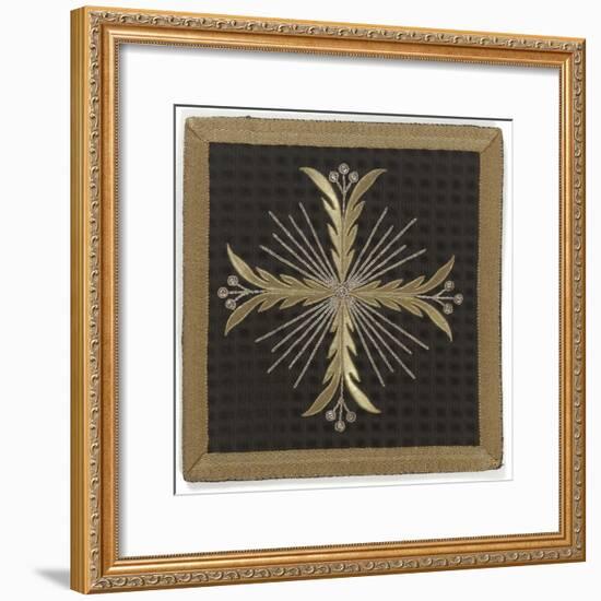 Pale Black Velvet Embroidered with Gold and Silver-null-Framed Giclee Print