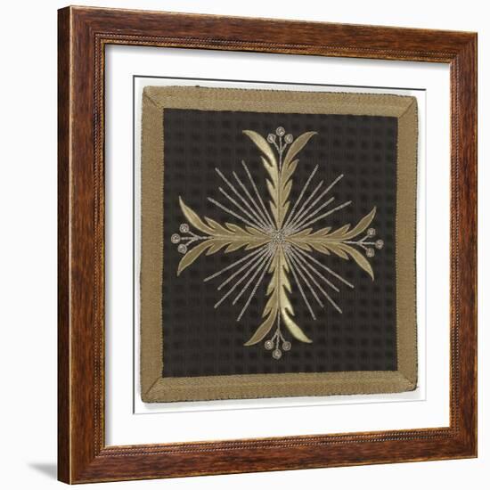 Pale Black Velvet Embroidered with Gold and Silver-null-Framed Giclee Print