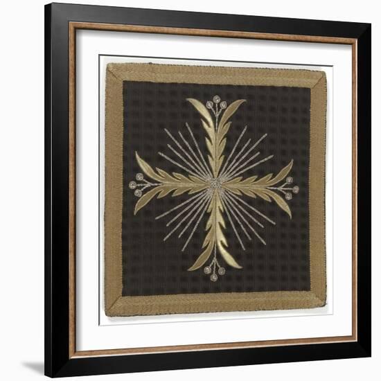 Pale Black Velvet Embroidered with Gold and Silver-null-Framed Giclee Print