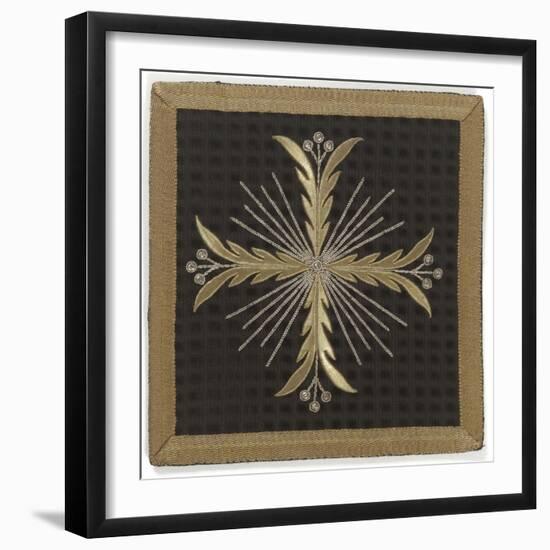 Pale Black Velvet Embroidered with Gold and Silver-null-Framed Giclee Print