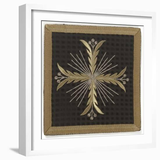 Pale Black Velvet Embroidered with Gold and Silver-null-Framed Giclee Print