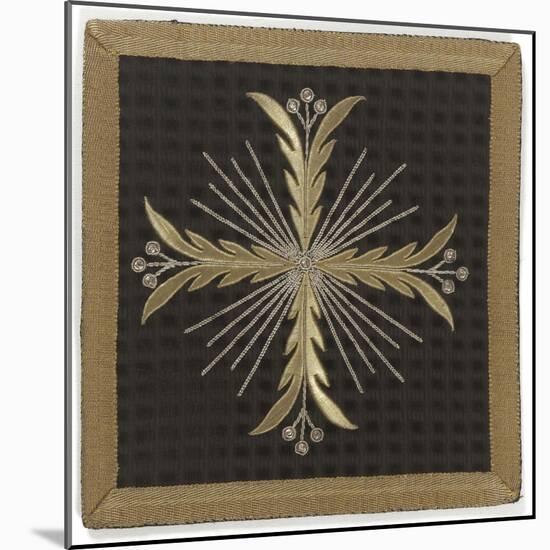 Pale Black Velvet Embroidered with Gold and Silver-null-Mounted Giclee Print