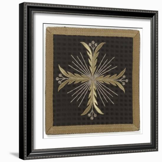 Pale Black Velvet Embroidered with Gold and Silver-null-Framed Giclee Print