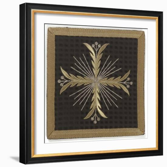 Pale Black Velvet Embroidered with Gold and Silver-null-Framed Giclee Print