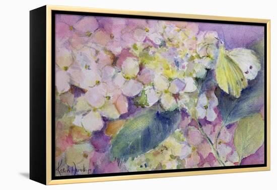 Pale Clouded Yellow Butterfly, Colias Hyale on Hydrangea-Karen Armitage-Framed Premier Image Canvas