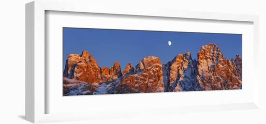 Pale di San Martino and moon, Italy-Frank Krahmer-Framed Giclee Print