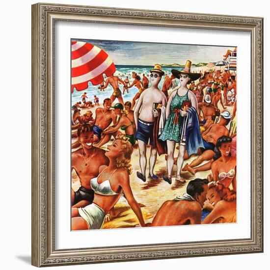 "Palefaces at the Beach," July 27, 1946-Constantin Alajalov-Framed Giclee Print