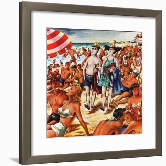 "Palefaces at the Beach," July 27, 1946-Constantin Alajalov-Framed Giclee Print