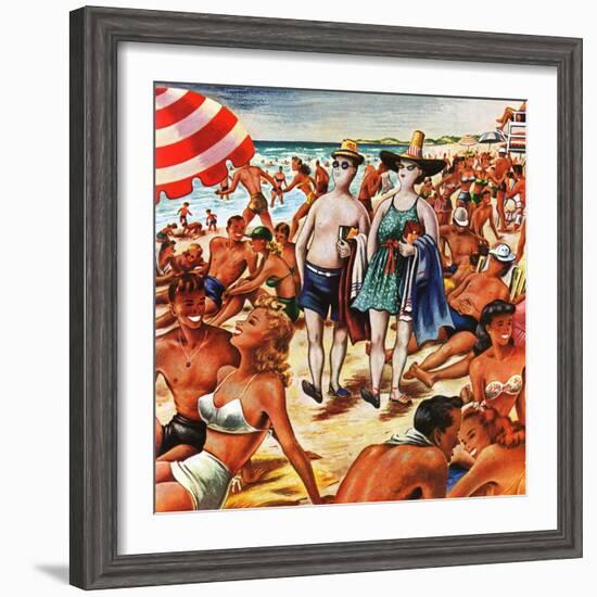 "Palefaces at the Beach," July 27, 1946-Constantin Alajalov-Framed Giclee Print