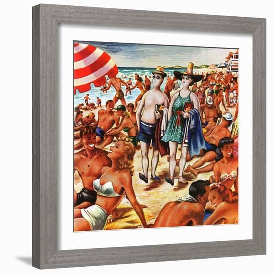 "Palefaces at the Beach," July 27, 1946-Constantin Alajalov-Framed Giclee Print