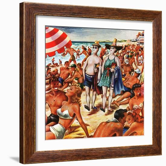 "Palefaces at the Beach," July 27, 1946-Constantin Alajalov-Framed Giclee Print