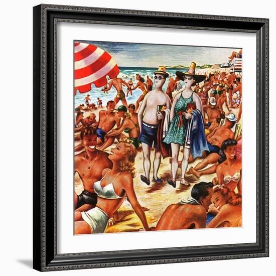 "Palefaces at the Beach," July 27, 1946-Constantin Alajalov-Framed Giclee Print