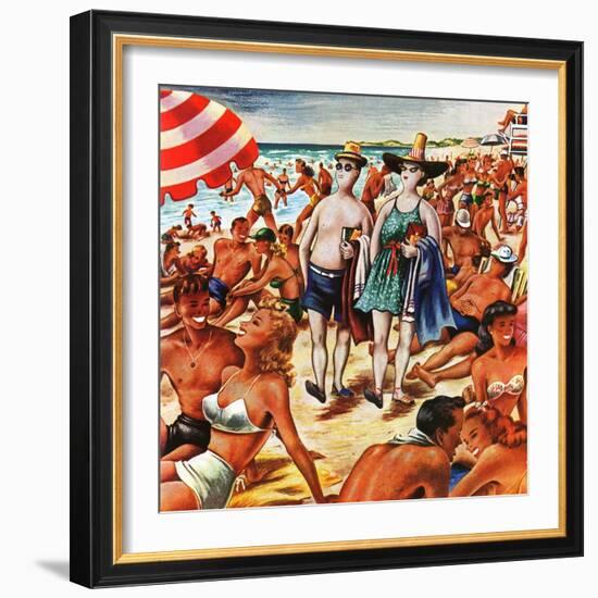 "Palefaces at the Beach," July 27, 1946-Constantin Alajalov-Framed Giclee Print