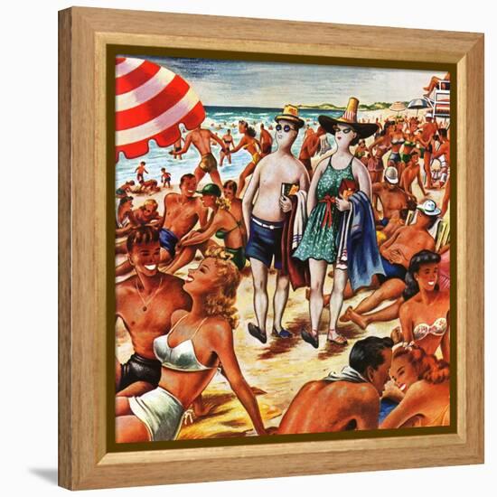 "Palefaces at the Beach," July 27, 1946-Constantin Alajalov-Framed Premier Image Canvas