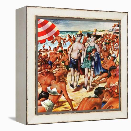 "Palefaces at the Beach," July 27, 1946-Constantin Alajalov-Framed Premier Image Canvas