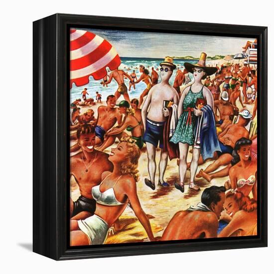 "Palefaces at the Beach," July 27, 1946-Constantin Alajalov-Framed Premier Image Canvas