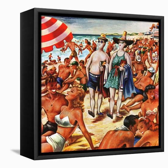 "Palefaces at the Beach," July 27, 1946-Constantin Alajalov-Framed Premier Image Canvas