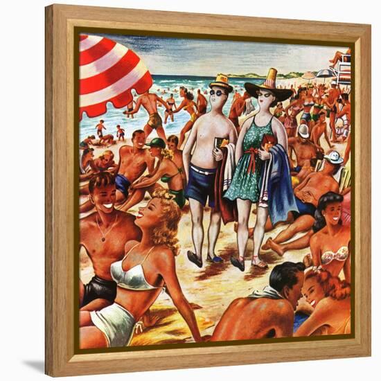 "Palefaces at the Beach," July 27, 1946-Constantin Alajalov-Framed Premier Image Canvas