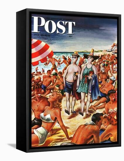 "Palefaces at the Beach," Saturday Evening Post Cover, July 27, 1946-Constantin Alajalov-Framed Premier Image Canvas