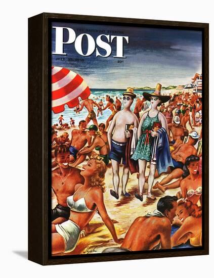 "Palefaces at the Beach," Saturday Evening Post Cover, July 27, 1946-Constantin Alajalov-Framed Premier Image Canvas