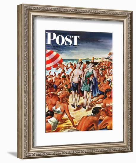 "Palefaces at the Beach," Saturday Evening Post Cover, July 27, 1946-Constantin Alajalov-Framed Giclee Print