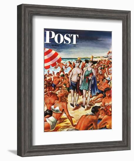 "Palefaces at the Beach," Saturday Evening Post Cover, July 27, 1946-Constantin Alajalov-Framed Giclee Print