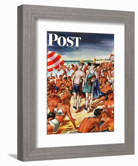 "Palefaces at the Beach," Saturday Evening Post Cover, July 27, 1946-Constantin Alajalov-Framed Giclee Print