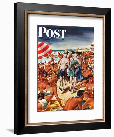 "Palefaces at the Beach," Saturday Evening Post Cover, July 27, 1946-Constantin Alajalov-Framed Giclee Print