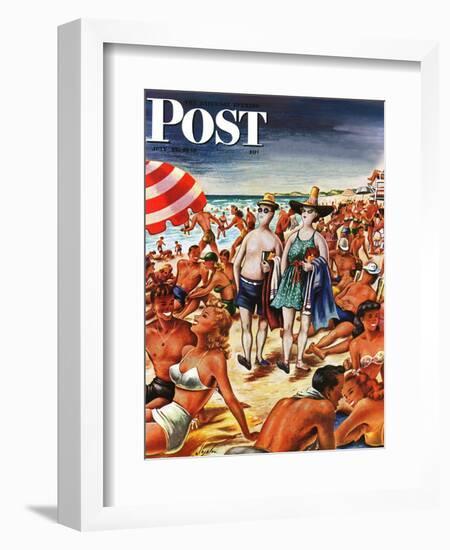 "Palefaces at the Beach," Saturday Evening Post Cover, July 27, 1946-Constantin Alajalov-Framed Giclee Print