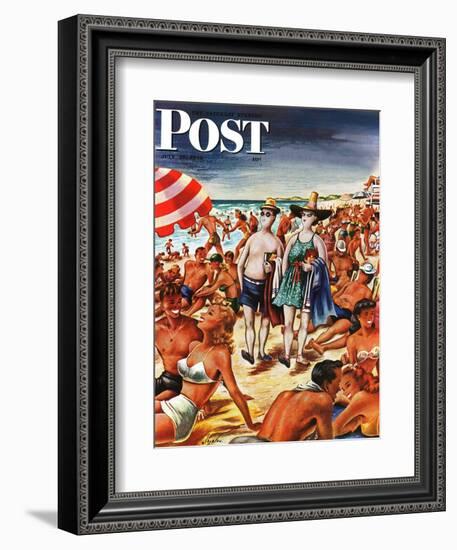 "Palefaces at the Beach," Saturday Evening Post Cover, July 27, 1946-Constantin Alajalov-Framed Giclee Print