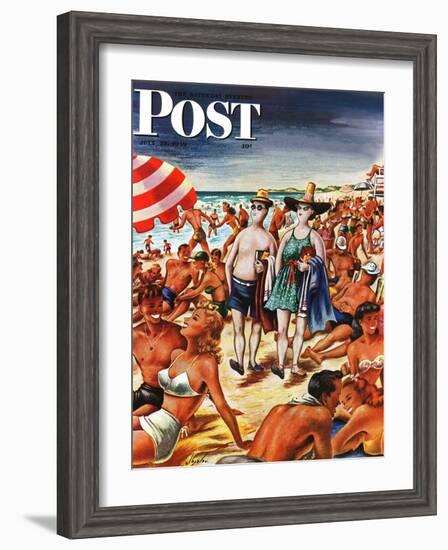 "Palefaces at the Beach," Saturday Evening Post Cover, July 27, 1946-Constantin Alajalov-Framed Giclee Print