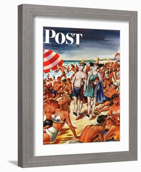 "Palefaces at the Beach," Saturday Evening Post Cover, July 27, 1946-Constantin Alajalov-Framed Giclee Print