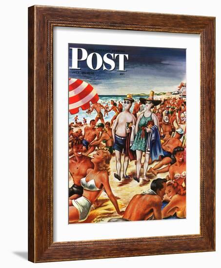 "Palefaces at the Beach," Saturday Evening Post Cover, July 27, 1946-Constantin Alajalov-Framed Giclee Print