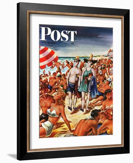 "Palefaces at the Beach," Saturday Evening Post Cover, July 27, 1946-Constantin Alajalov-Framed Giclee Print