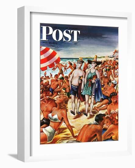 "Palefaces at the Beach," Saturday Evening Post Cover, July 27, 1946-Constantin Alajalov-Framed Giclee Print